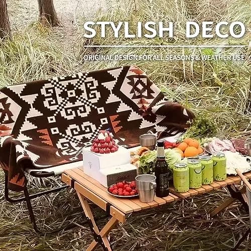 ACUSHLA Merino Wool Camping Blanket Aztec Brown | Breathable, Warm & Soft thumbnail 5