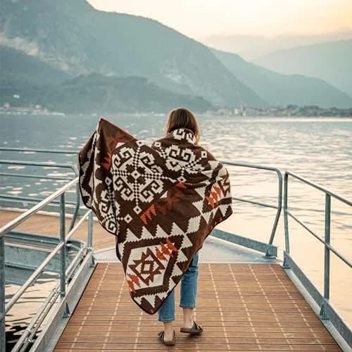 ACUSHLA Merino Wool Camping Blanket Aztec Brown | Breathable, Warm & Soft thumbnail 7