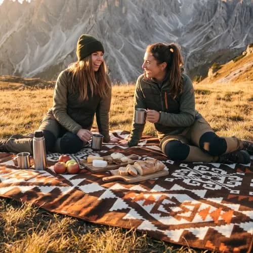 ACUSHLA Merino Wool Camping Blanket Aztec Brown | Breathable, Warm & Soft thumbnail 2