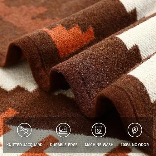 ACUSHLA Merino Wool Camping Blanket Aztec Brown | Breathable, Warm & Soft thumbnail 4