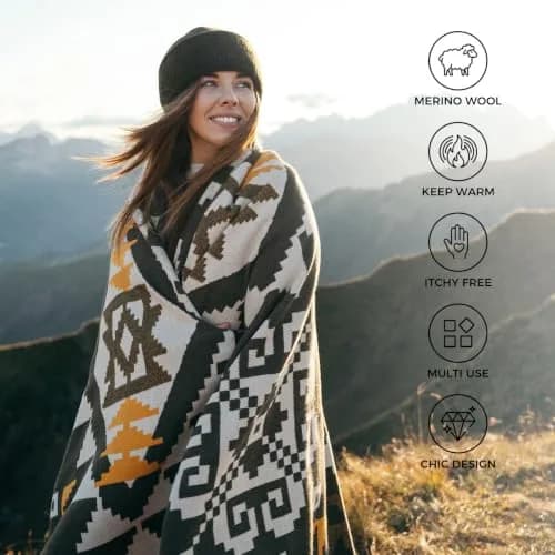 ACUSHLA Merino Wool Camping Blanket 163cm x 200cm (63" x 79") | Warm, Soft, Breathable Outdoor Throw thumbnail 2
