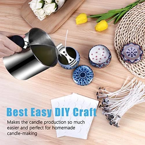 DINGPAI Candle Making Kit with 1300ml Pouring Pot, 1LB Soy Wax, 50 Cotton Wicks & Dyes | All-Season Craft Supplies thumbnail 5