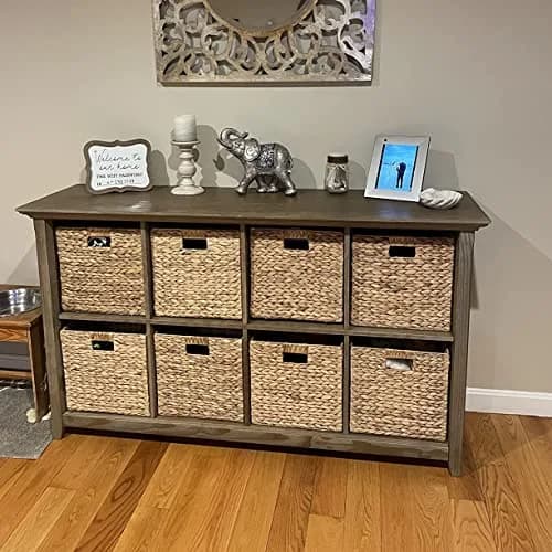 M4DECOR Water Hyacinth Storage Baskets, 12x12x12in (30x30x30cm) Cube Bins, Set of 6 | Natural Woven Baskets for Shelves thumbnail 11