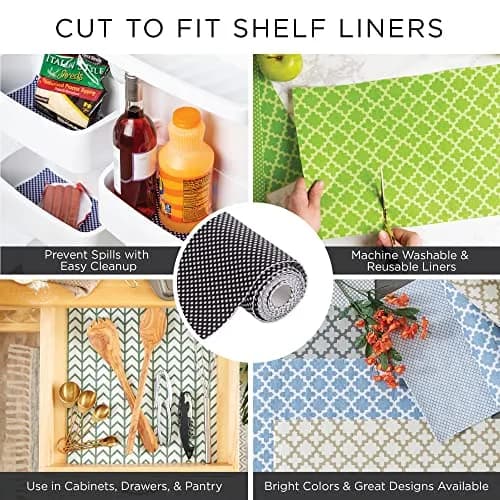 DII Fridge & Shelf Liner Collection Non-Adhesive, Cut to fit, Machine Washable, 12x20, Gray Abstract Leaf, 2 Piece thumbnail 7