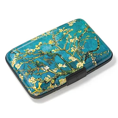 Atufsuat Mini Aluminum Card Wallet RFID Blocking Slim Metal Hard Card Case for Women Men, Almond Blossom | 6 Card Slots thumbnail 1