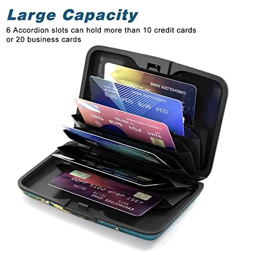 Atufsuat Mini Aluminum Card Wallet RFID Blocking Slim Metal Hard Card Case for Women Men, Almond Blossom | 6 Card Slots thumbnail 4