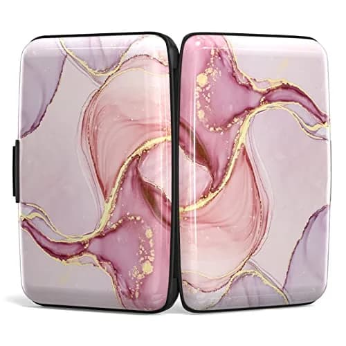 Atufsuat Credit Card Holder, Pink Marble | RFID Blocking Slim Aluminum Wallet for Women Men thumbnail 5