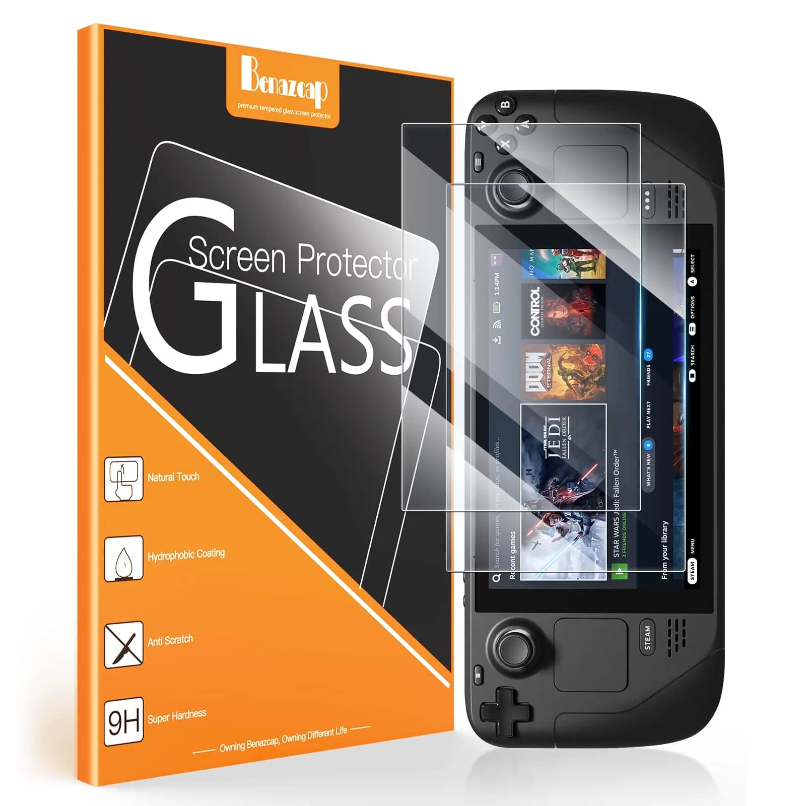 Benazcap Steam Deck Screen Protector 7 Inch | 9H Tempered Glass HD Clear Easy Install - main product image