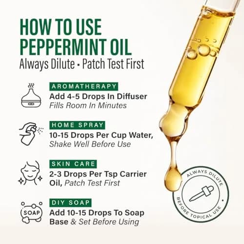 KUKKA Essential Oils Peppermint Essential Oil 118ml (4 Fl Oz) | Pure, Organic, Steam Distilled for Aromatherapy & Skin thumbnail 7