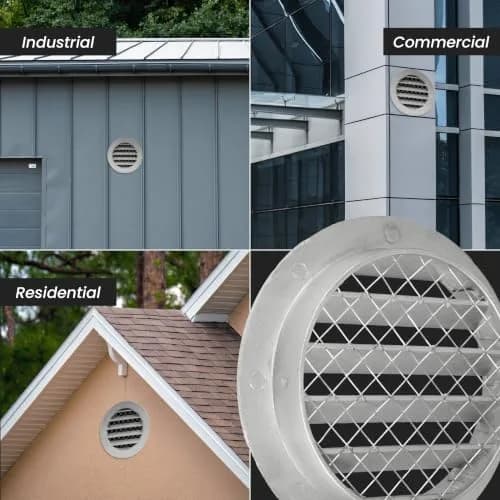 Repa Market 8 Inch (20.32 cm) Heavy-Duty Aluminum Alloy Gable Vent | Outdoor Air Return Grille with Mesh Screen thumbnail 5