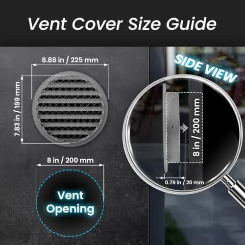 Repa Market 8 Inch (20.32 cm) Heavy-Duty Aluminum Alloy Gable Vent | Outdoor Air Return Grille with Mesh Screen thumbnail 2