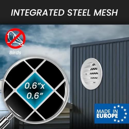 Repa Market 10 Inch (25.4 cm) White Aluminum Alloy Gable Vent with Mesh Screen | Heavy-Duty Outdoor Air Return Grille thumbnail 4