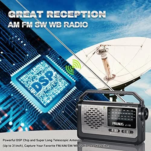 PRUNUS NOAA Weather AM FM Portable Radio | Emergency NOAA Weather Radio with Flashlight & Earphone Jack thumbnail 3