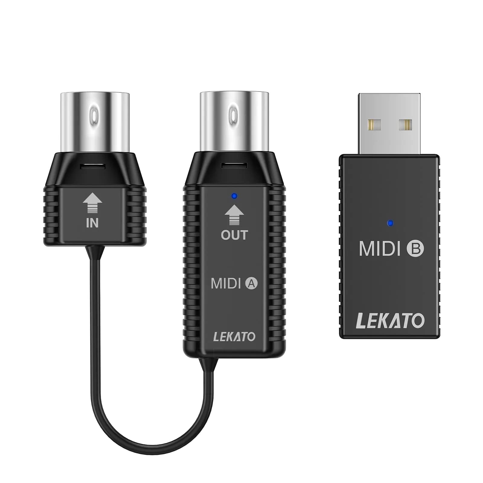 LEKATO Wireless MIDI Adapter Bluetooth 5-PIN DIN with USB, Low Latency Rechargeable for Synthesizer, Digital Piano Keyboard to Mac OS/iOS/Windows | USB MIDI Controller for Music Production