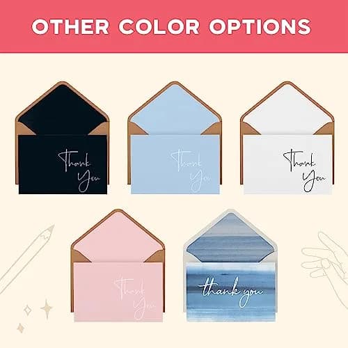 VNS Creations Ombré Thank You Cards With Envelopes 100 Pack 4 x 6 Inch | Blank Inside, Premium Cardstock thumbnail 9