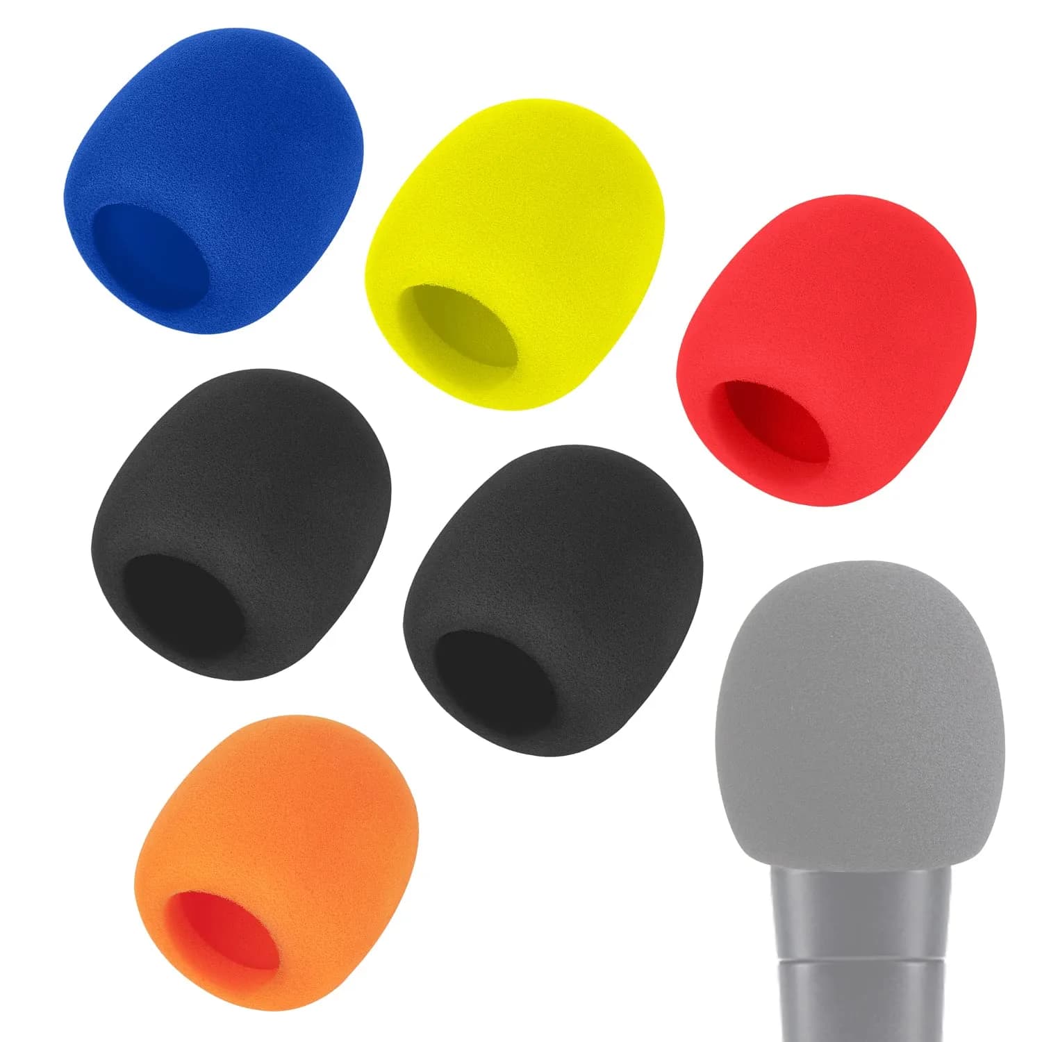 WIBOND 6 Pack Foam Mic Cover, Pop Filter Windscreen for Shure SM58, Multicolored | Reduces Wind Noise & Plosives — 6PCS-Multicolored