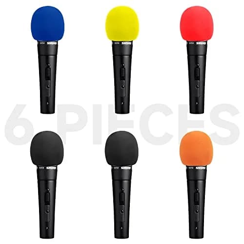 WIBOND 6 Pack Foam Mic Cover, Pop Filter Windscreen for Shure SM58, Multicolored | Reduces Wind Noise & Plosives thumbnail 3