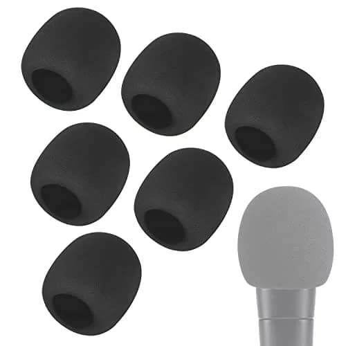 WIBOND 6 Pack Foam Mic Cover, Thick Handheld Windscreen for Shure SM58, 2.75 x 2.5 inches (Black) thumbnail 1