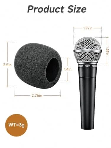 WIBOND 6 Pack Foam Mic Cover, Thick Handheld Windscreen for Shure SM58, 2.75 x 2.5 inches (Black) thumbnail 2