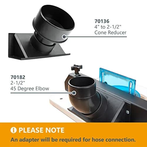 POWERTEC Router Table Bit Guard Kit with Dust Port | 2.5” ID x 6.5” Adapter, Black thumbnail 5