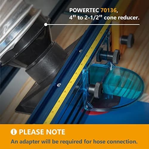 POWERTEC Router Table Bit Guard Kit with Dust Port | 2.5” ID x 6.5” Adapter, Black thumbnail 8