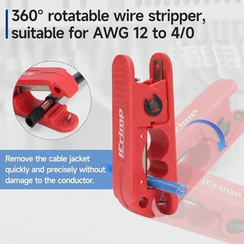 iCRIMP Round Cable Stripper for AWG 12 to 4/0 | Precise Cable Removal Tool thumbnail 6