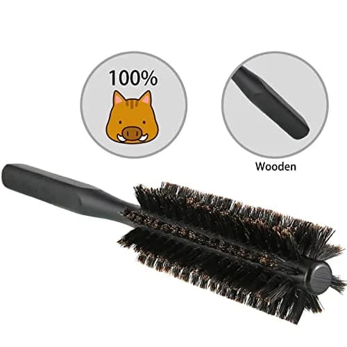 Geiserailie 2 Pieces Round Hair Comb Set 21 cm (8.26 inches) | Bristle & Wood Massage Brushes thumbnail 4
