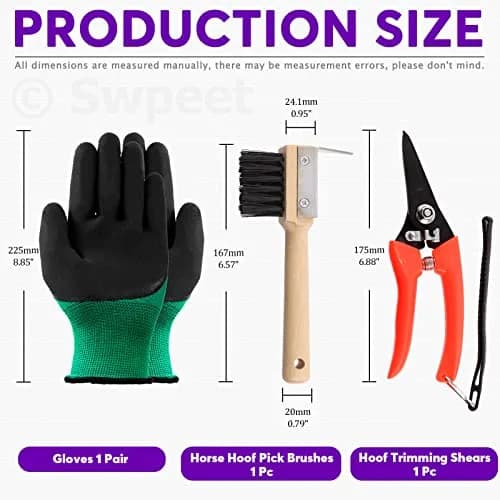 Swpeet 8Pcs Farrier Tools Kit with Roll Pack | Horses Hoof Trimmers, Nipper, Rasp & Knife, Rubber Handle (7 pcs + Gloves) | Pet Supplies thumbnail 3