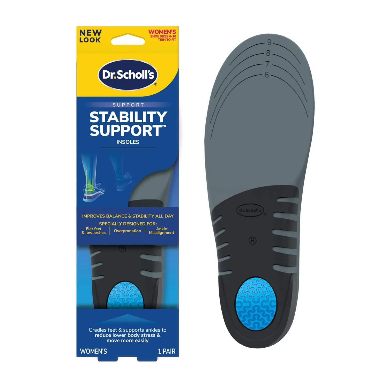 Dr. Scholl's Stability Support Insoles for Women, Size 6-10 (170g / 5.9oz) | Arch Support - main product image