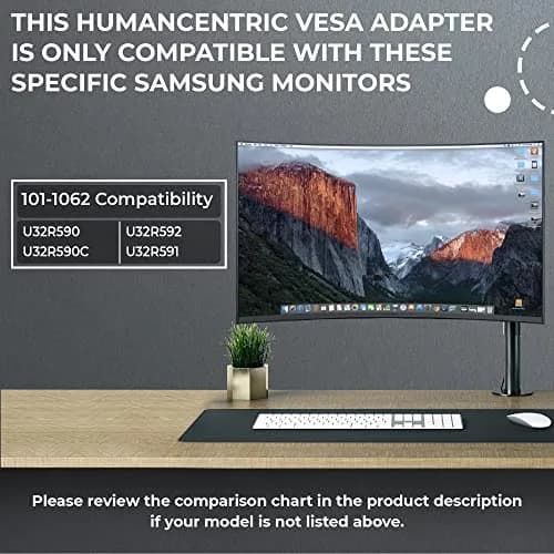 HumanCentric VESA Mount Adapter for Samsung Curved Monitors | Compatible with U32R590, U32R590C, U32R592, U32R591 thumbnail 3