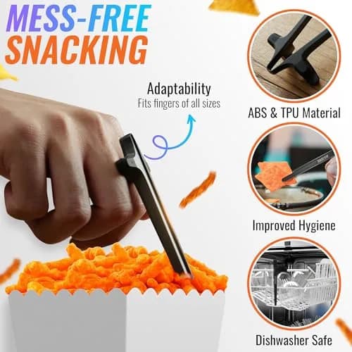SNACTIV PRO Finger Chopsticks for Gamers - Black, 1 Unit | Mess-Free Snacking Solution thumbnail 2