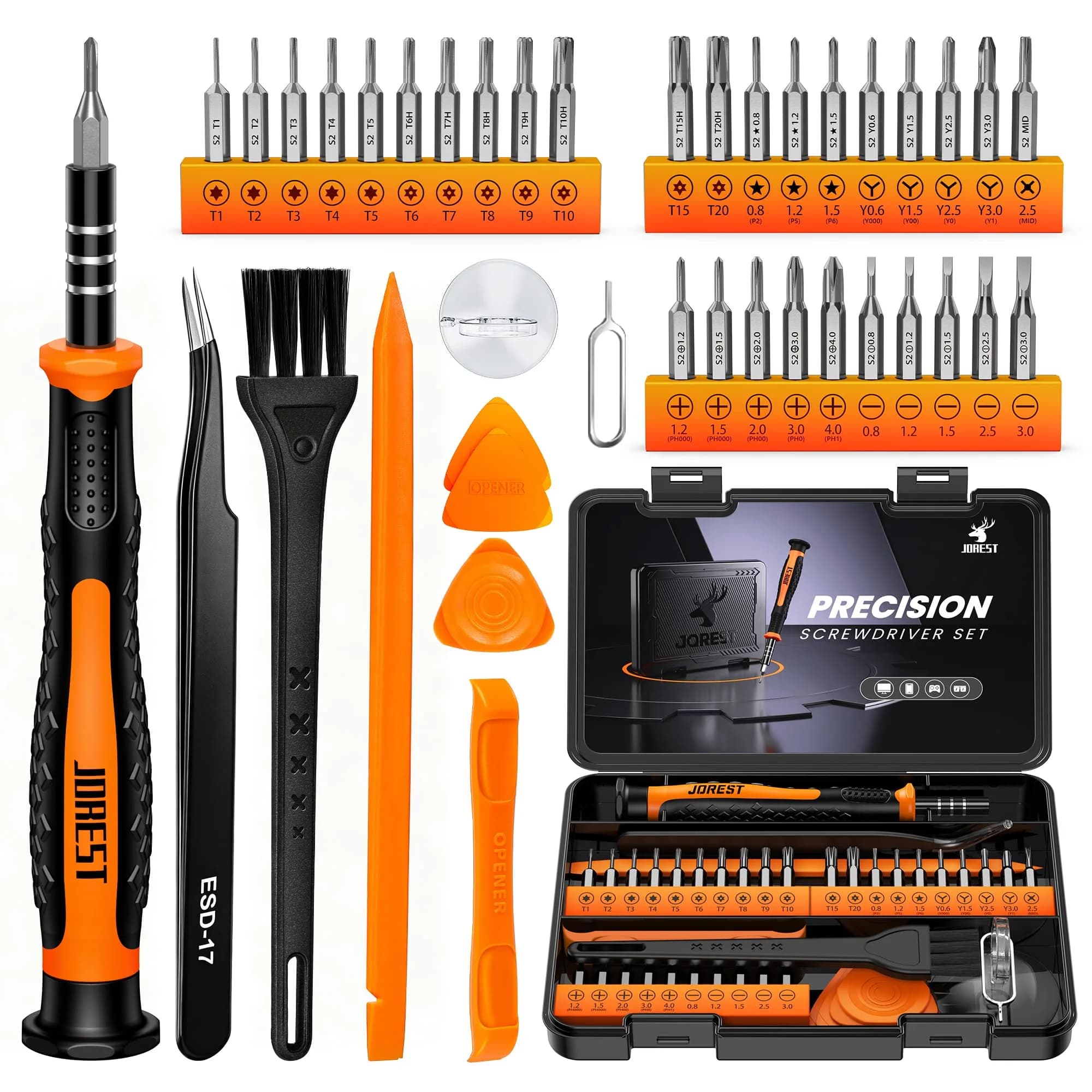 Jorest 40-Piece Precision Screwdriver Set with S2 Steel Bits & Accessories | For Electronics & Gadgets