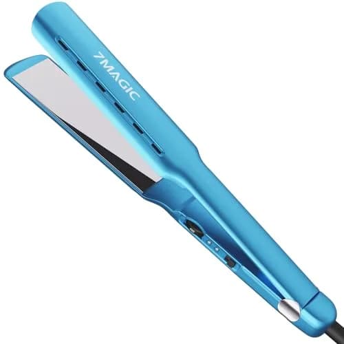 7MAGIC Nano Titanium 1.7" Flat Iron Hair Straightener for Thick Hair, Blue | Dual Voltage 110-220V thumbnail 1