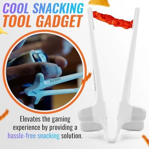 SNACTIV PRO Finger Chopsticks for Gamers - White, 10 inches (25.4 cm) | Mess-Free Snacking Solution for Gaming thumbnail 3