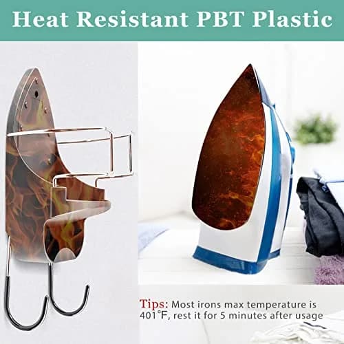 DOUBLE 2 C Black Ironing Board Hanger Wall Mount with Iron Holder & Hooks | 11.3" L x 4.5" W thumbnail 5