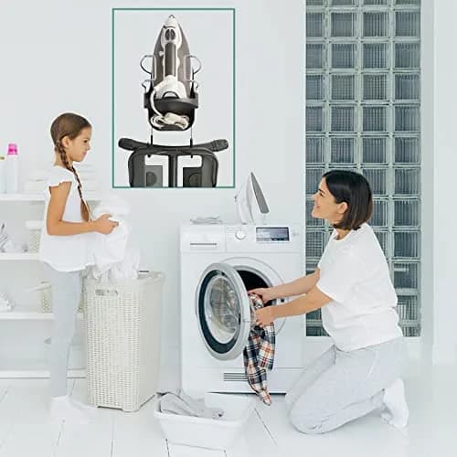 DOUBLE 2 C Black Ironing Board Hanger Wall Mount with Iron Holder & Hooks | 11.3" L x 4.5" W thumbnail 8
