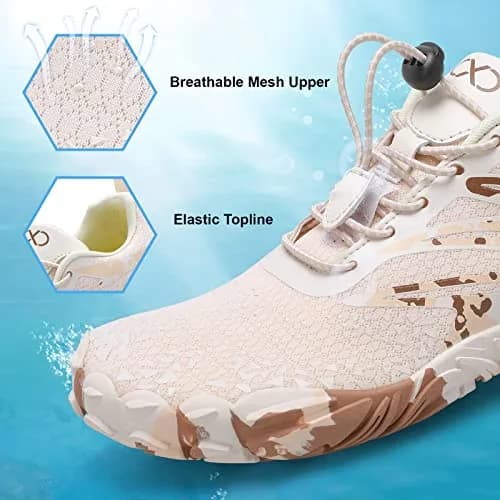 XIHALOOK Womens Quick Dry Barefoot Beach Water Shoes Beige Brown, US W 7.5/M 6 | Breathable Mesh & Anti-Slip Rubber Sole thumbnail 4