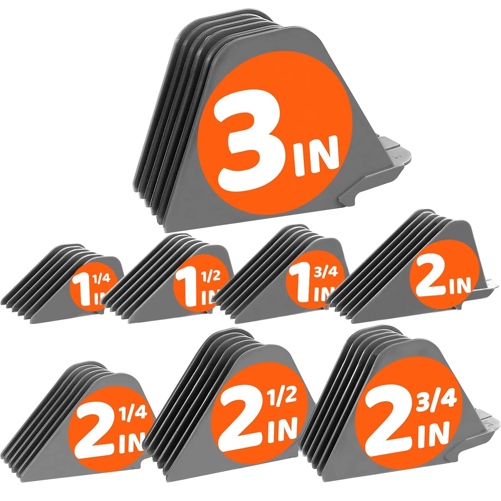 AFANSO Mega Hair Clipper Guards 8pcs Gray 32mm-76mm (1.25-3 Inch) | Precision Hair Cutting Guide Combs for Home Barbers - main product image