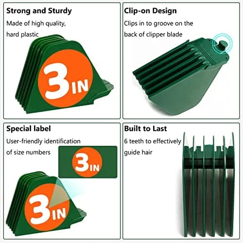 AFANSO Green 8pcs 3 Inch Hair Clipper Guards Set | Extra Long Cut for Wahl Full Size Clippers thumbnail 2
