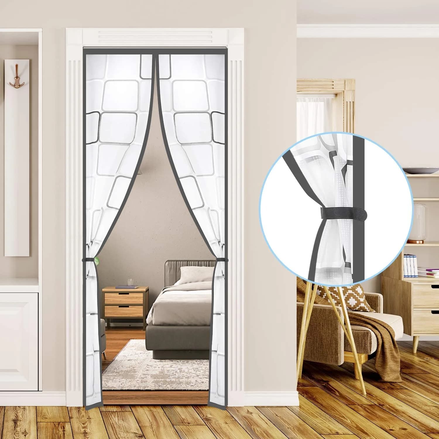 Alyseldy Magnetic Insulated Door Curtain 80.7" x 35.4" | Energy Saving & Easy Install for Doors up to 34" x 80" - main product image