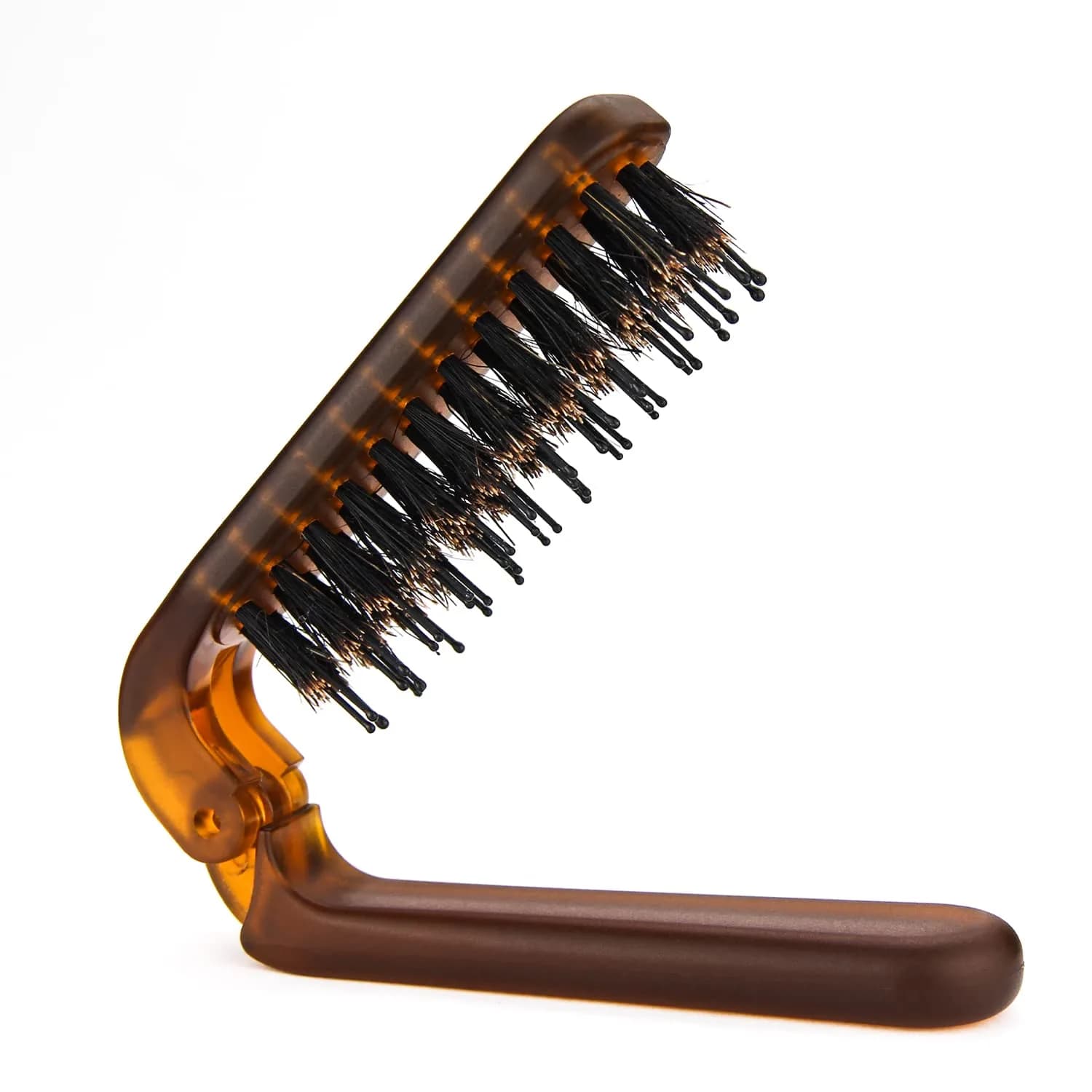 Ancable Folding Hair Brush with Boar Bristles & Nylon Pins, Amber, 1 Pack | Detangles & Smooths Hair - main product image