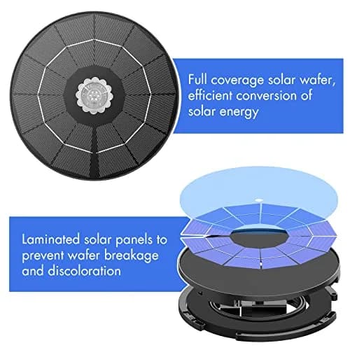 AISITIN 3.5W Solar Fountain Pump with 9.8ft Cord & 8 Nozzles | Attracts Birds, DIY Water Features thumbnail 7