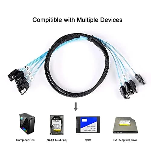 ADCAUDX SATA III Cable 1M (3.3FT) 4-Pack | 6Gbps Data Transfer for SSD HDD thumbnail 6