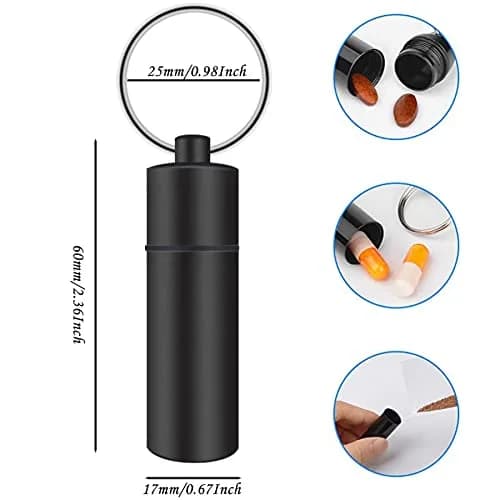 LETAOWJ Small Pill Box Waterproof Keychain Pill Holder with Keyring | 1 Compartment thumbnail 2