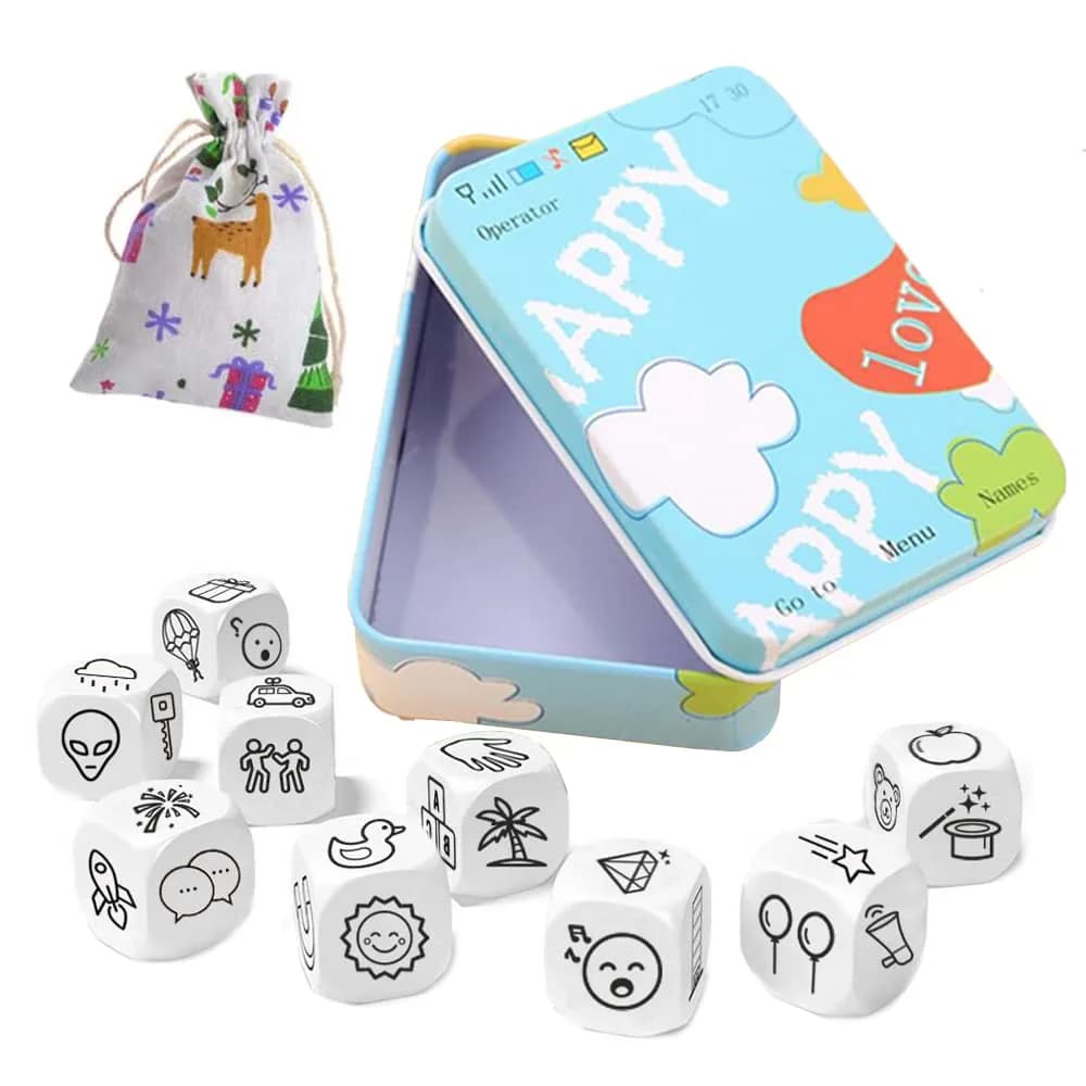 Mbarbs Happy Story 9 Cubes Bundle Dices Cube Set for Kids & Adults | Creative Storytelling Game with Iron Box Storage - main product image