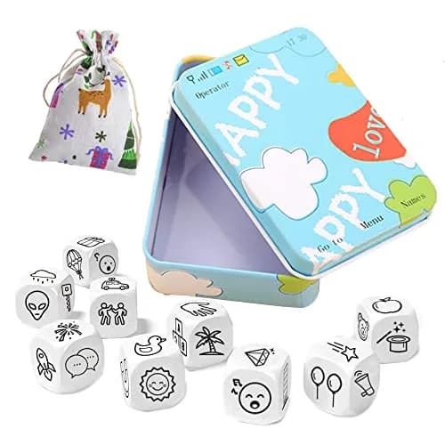 Mbarbs Happy Story 9 Cubes Bundle Dices Cube Set for Kids & Adults | Creative Storytelling Game with Iron Box Storage thumbnail 1