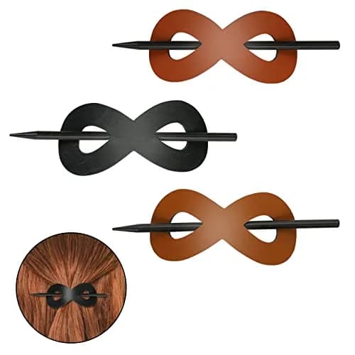 UHOMENY Leather Hair Barrette with Stick | Elegant 3-Piece Set for Women & Girls thumbnail 1