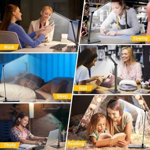 Best World LED Black Desk Lamp with USB Charging Port | 8W 5000K Cool White Light thumbnail 8