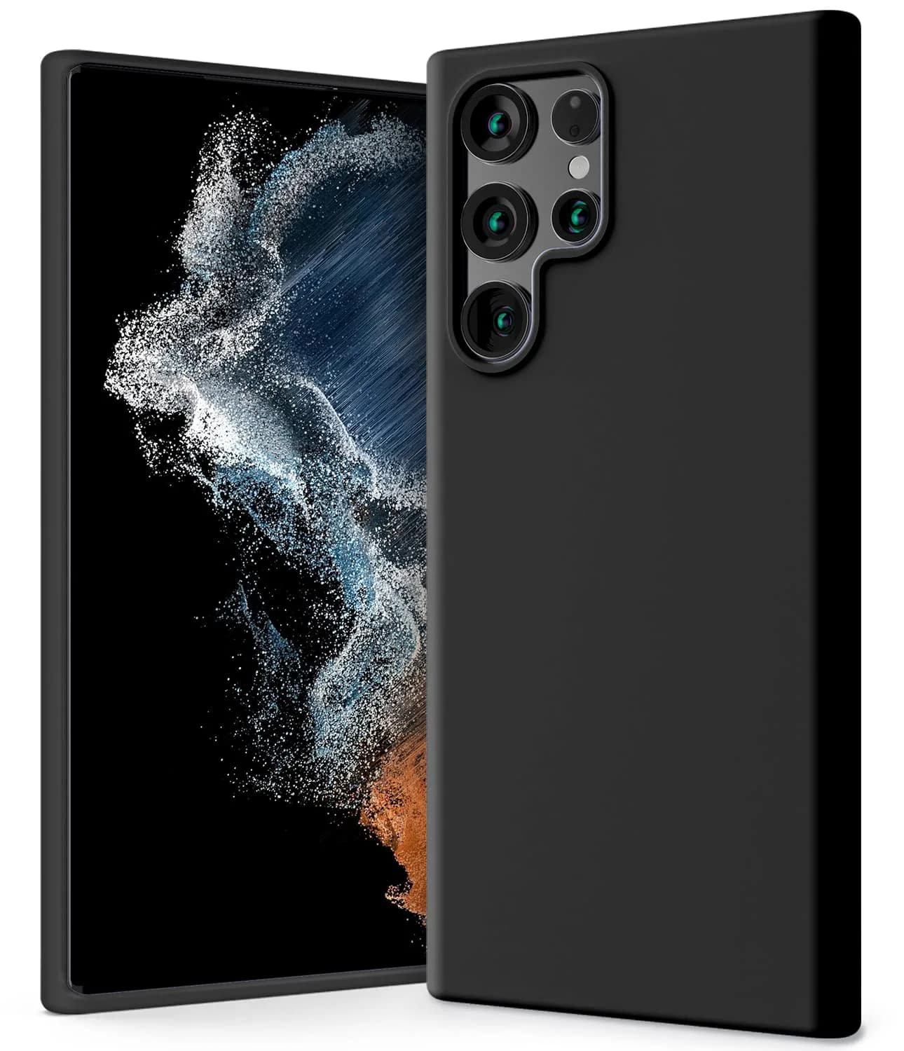 GOOSPERY Liquid Silicone Compatible with Samsung Galaxy S22 Ultra Case, Silky-Soft Touch Full Body Protection Shockproof Cover Case with Soft Microfiber Lining (Black) | Full Coverage Shockproof