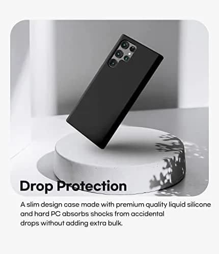 GOOSPERY Liquid Silicone Compatible with Samsung Galaxy S22 Ultra Case, Silky-Soft Touch Full Body Protection Shockproof Cover Case with Soft Microfiber Lining (Black) | Full Coverage Shockproof thumbnail 2